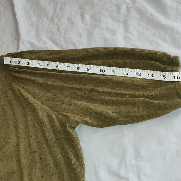 Papermoon Olive Green V Neck 3/4 Sleeve Flowy Top Blouse Size 2X Comfy Cotton - Picture 10 of 10